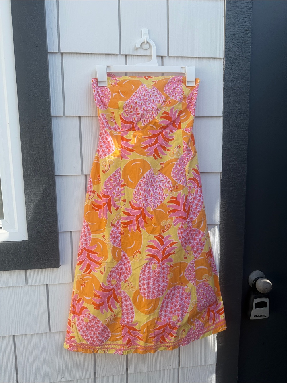 Lilly Pulitzer Yellow Pink Orange Tropical Pineapple Midi Dress